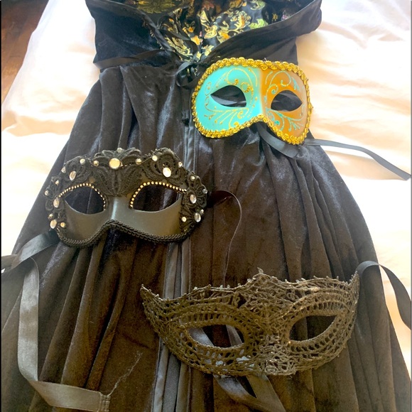 Black Velvet Cape with hood for carnival or evening out  black for women